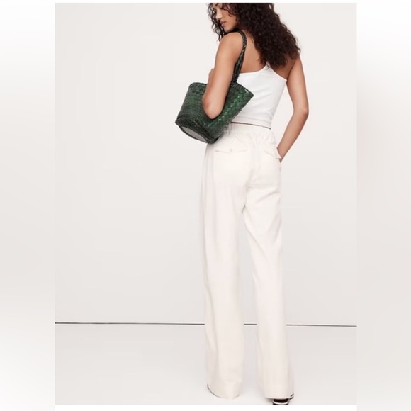 NWT! Banana Republic Cream White The Everyday Wide-Leg Linen Pant -713516 🩷 - Picture 2 of 5